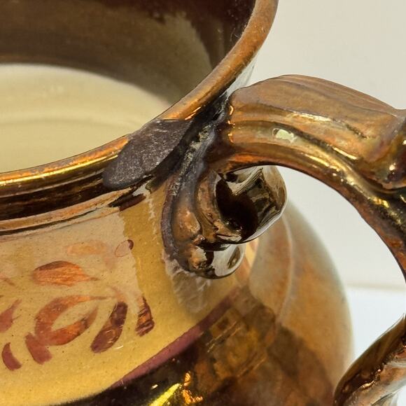 Set of 3 Allertons Longton England Copper Luster Painted Matching Pitchers - Picture 4 of 13